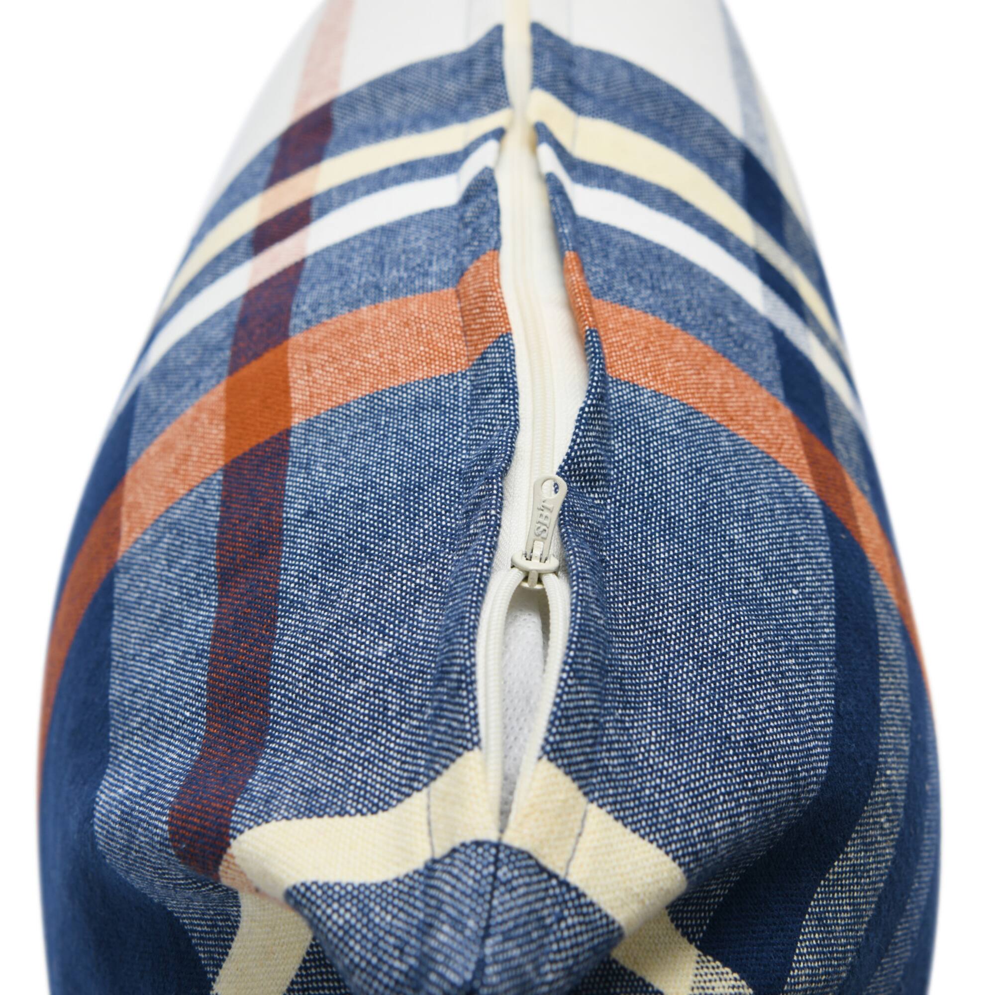 20'' Square Plaid Cotton Pillow Cover